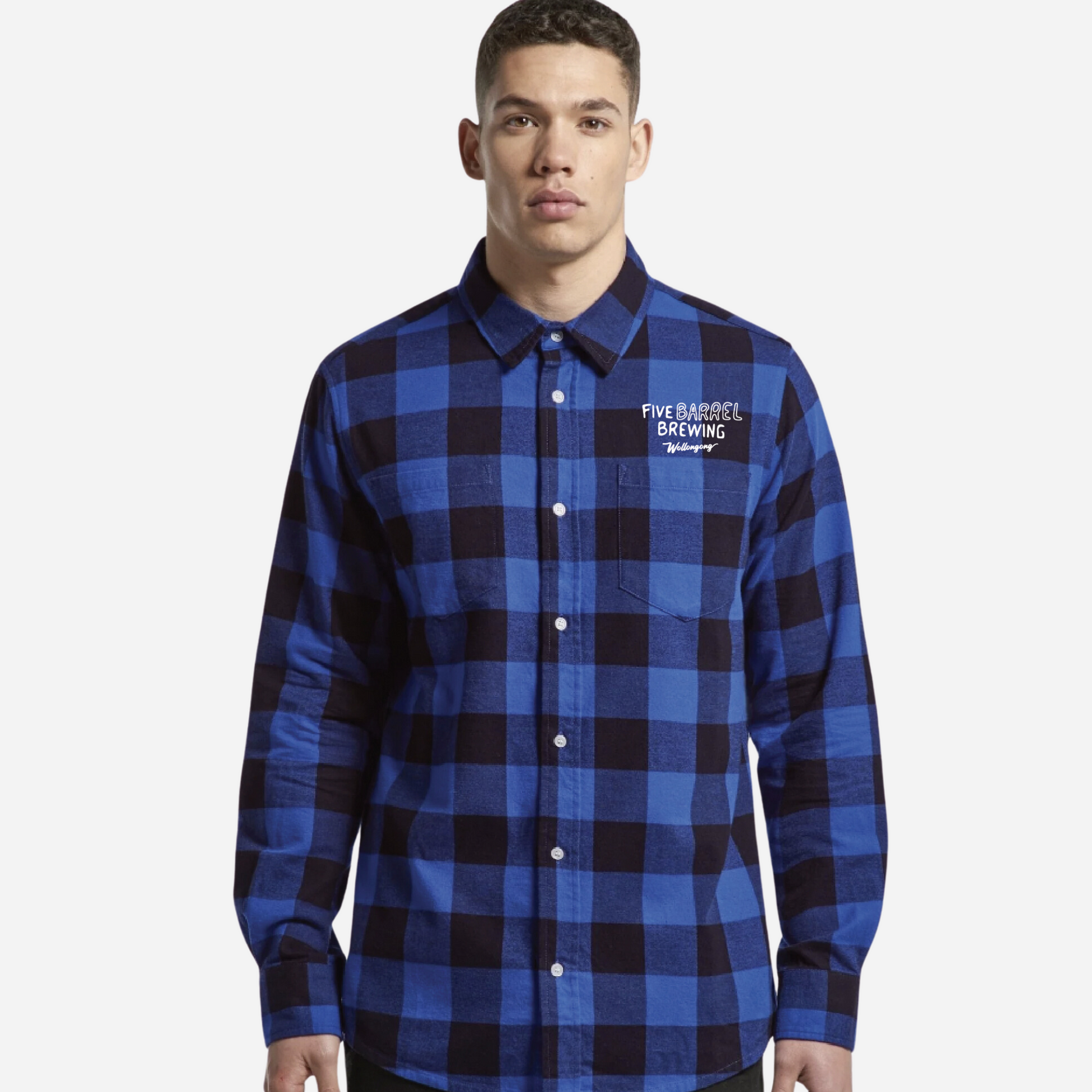 Five Barrel Brewing embroidered Blue Flannel
