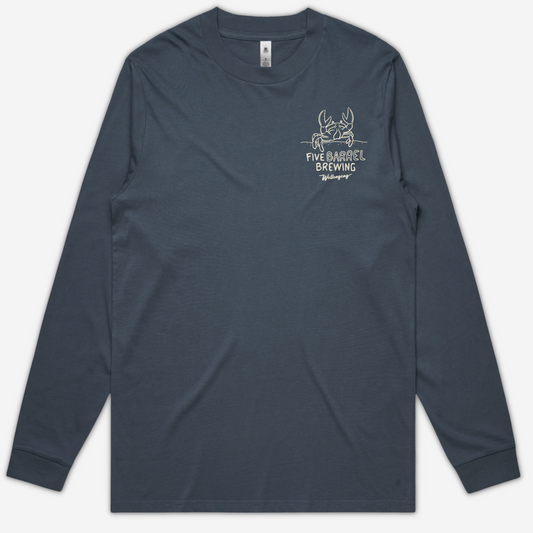 Petrol Blue Long Sleeve- Five Barrel Brewing